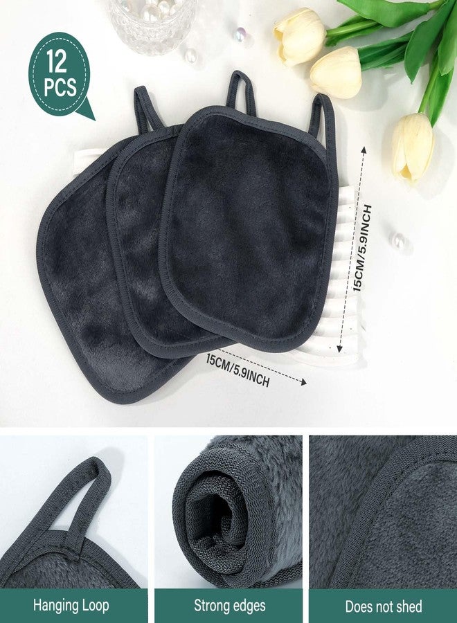 KPX 12 Pack Makeup Remover Cloth, 6" x 6" Reusable Makeup Remover Towels Face Washcloth for Washing Face, Makeup Remover Pads Cosmetic Face Wash (Grey) - Image 3